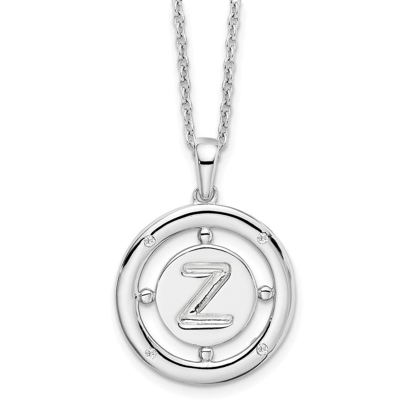 Sterlingsilber Weiß Eis Rhodiniert 18 Zoll Diamant Buchstabe Z Initiale Halskette mit 2 Verlängerung