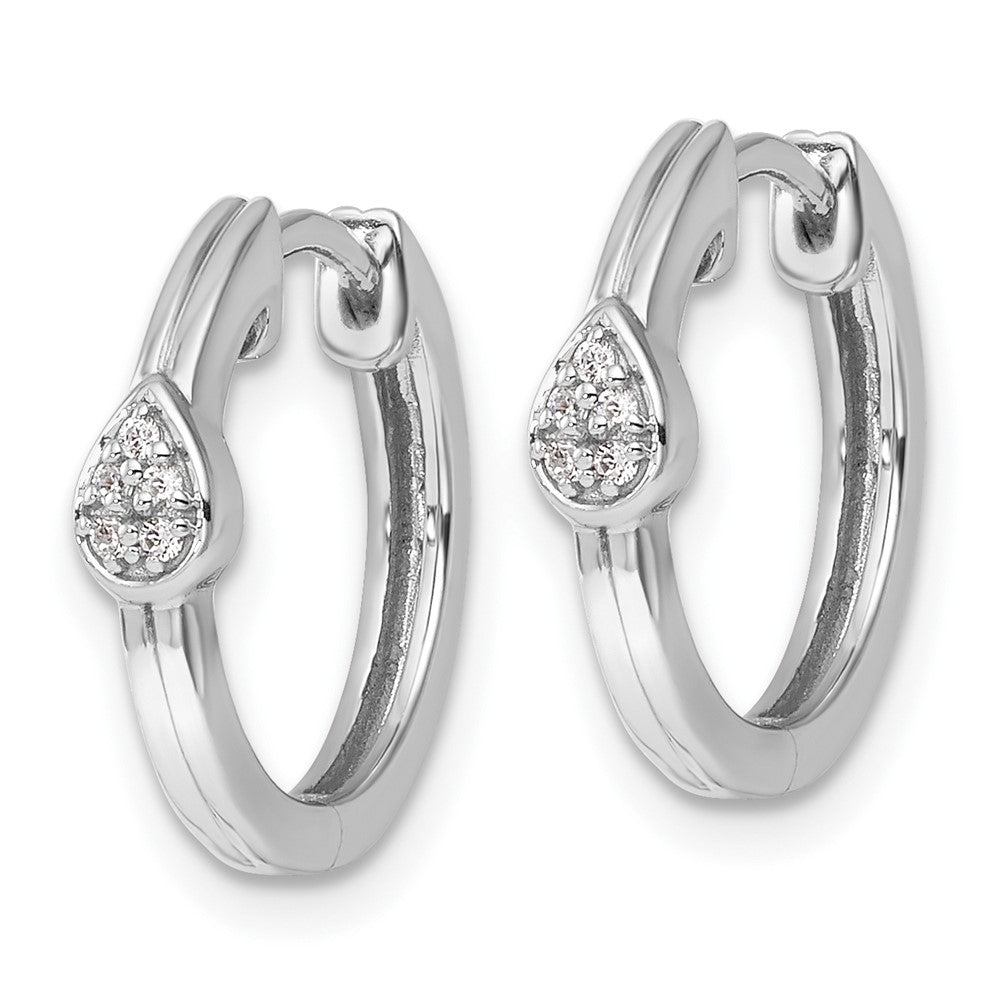 Sterlingsilber Weiß Eis Rhodiniert Diamant Tropfen Klappbar Creolen