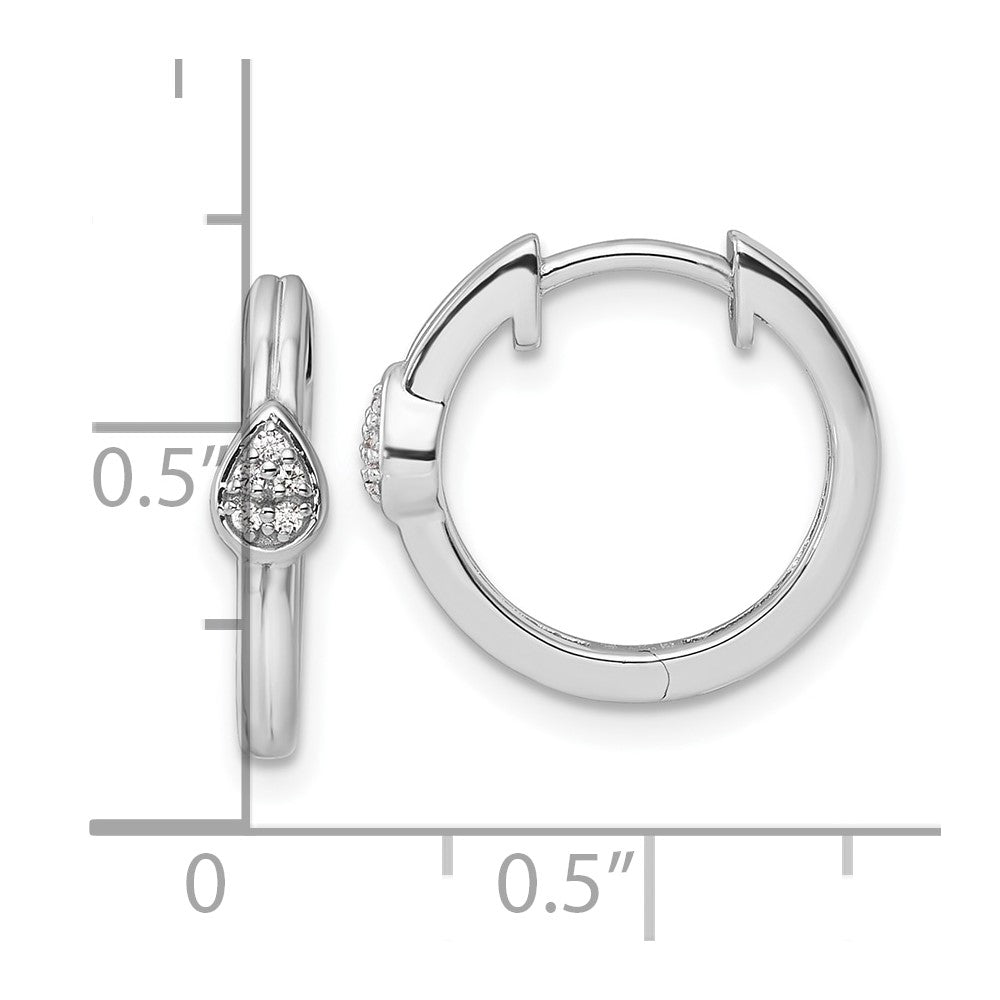 Sterlingsilber Weiß Eis Rhodiniert Diamant Tropfen Klappbar Creolen