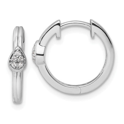 Sterlingsilber Weiß Eis Rhodiniert Diamant Tropfen Klappbar Creolen