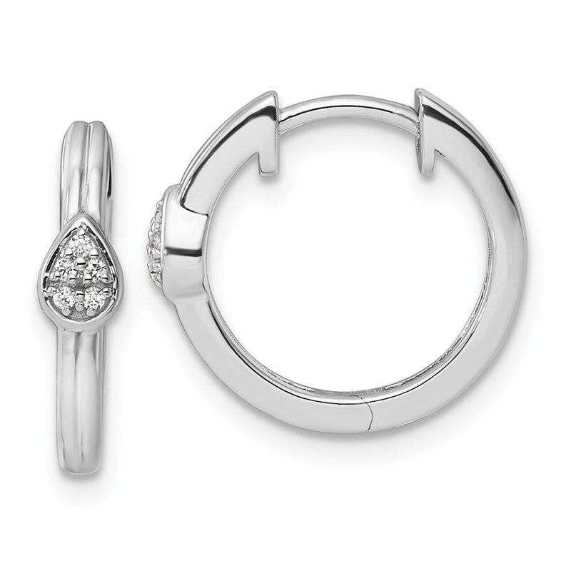 Sterlingsilber Weiß Eis Rhodiniert Diamant Tropfen Klappbar Creolen
