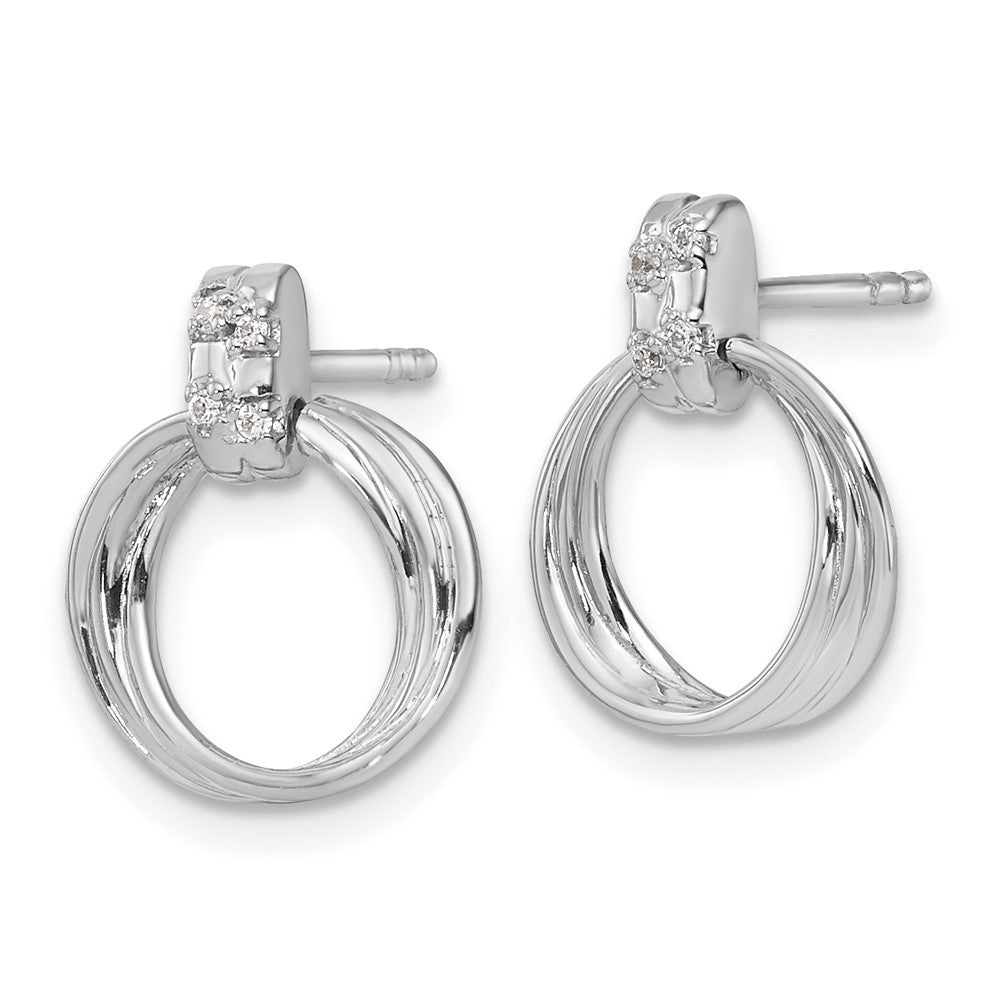 Sterlingsilber Weiß Eis Rhodiniert Diamant Stecker Ohrhänger