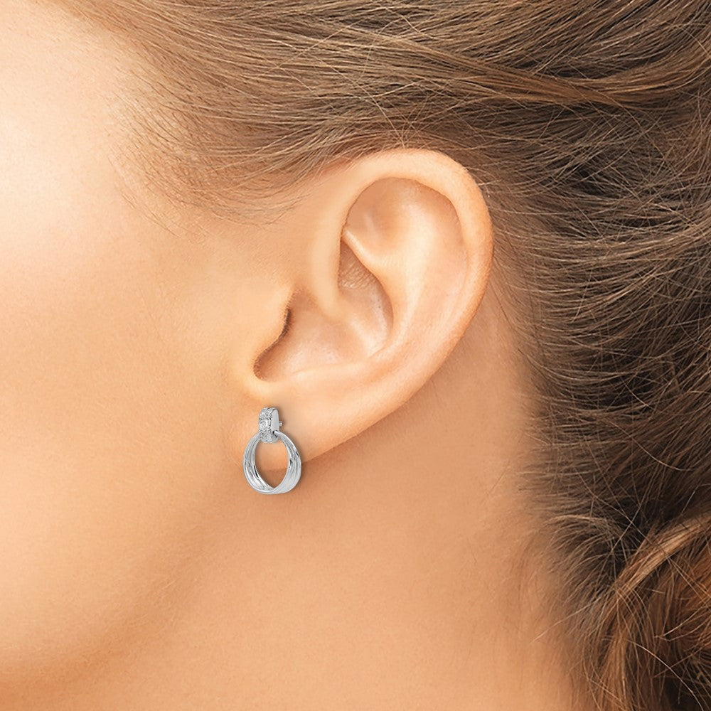 Sterlingsilber Weiß Eis Rhodiniert Diamant Stecker Ohrhänger