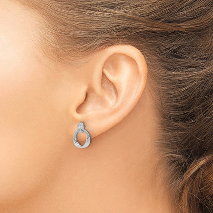 Sterlingsilber Weiß Eis Rhodiniert Diamant Stecker Ohrhänger