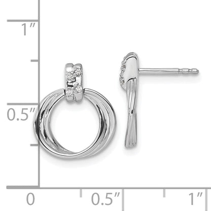 Sterlingsilber Weiß Eis Rhodiniert Diamant Stecker Ohrhänger