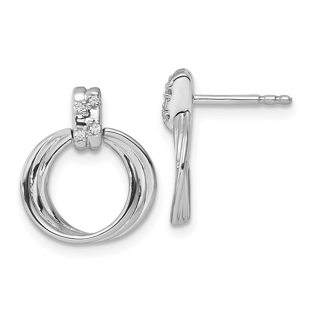 Sterlingsilber Weiß Eis Rhodiniert Diamant Stecker Ohrhänger