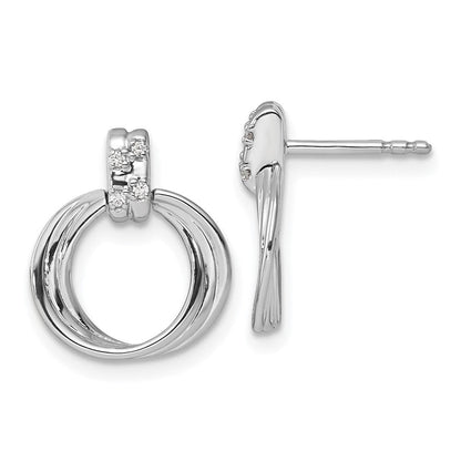 Sterlingsilber Weiß Eis Rhodiniert Diamant Stecker Ohrhänger