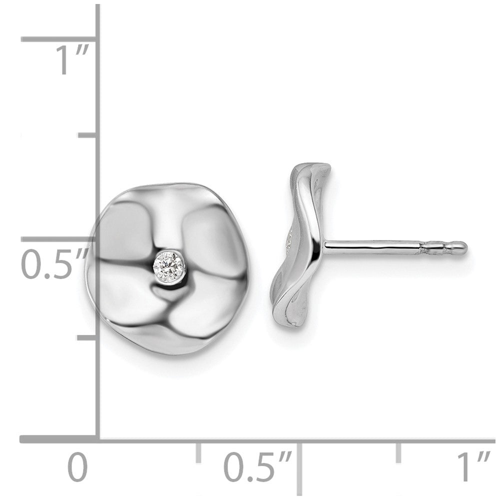 Sterlingsilber Weiß Eis Rhodiniert Diamant Gewellt Plättchen Ohrstecker