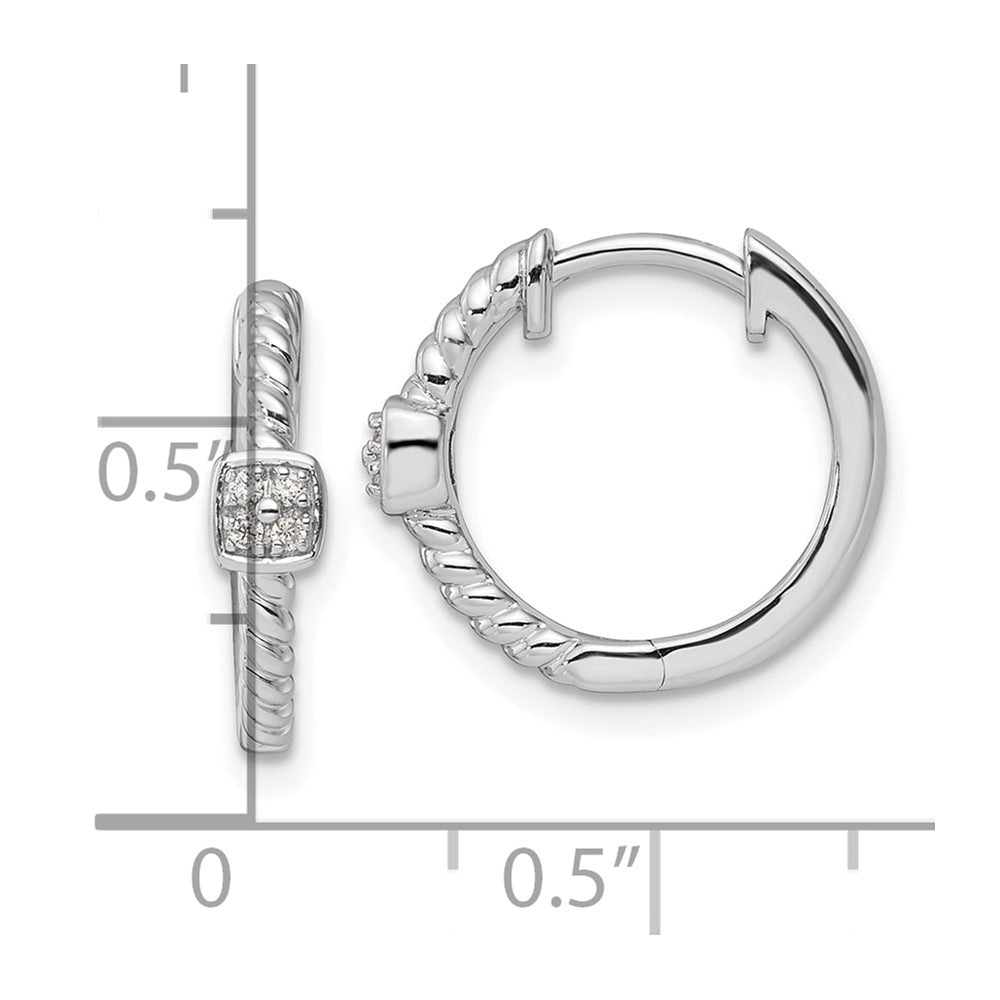 Sterlingsilber Weiß Eis Rhodiniert Diamant Quadratisch Creolen