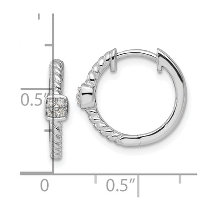 Sterlingsilber Weiß Eis Rhodiniert Diamant Quadratisch Creolen