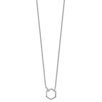 Sterlingsilber Weiß Eis Rhodiniert Diamant Hexagon Halskette