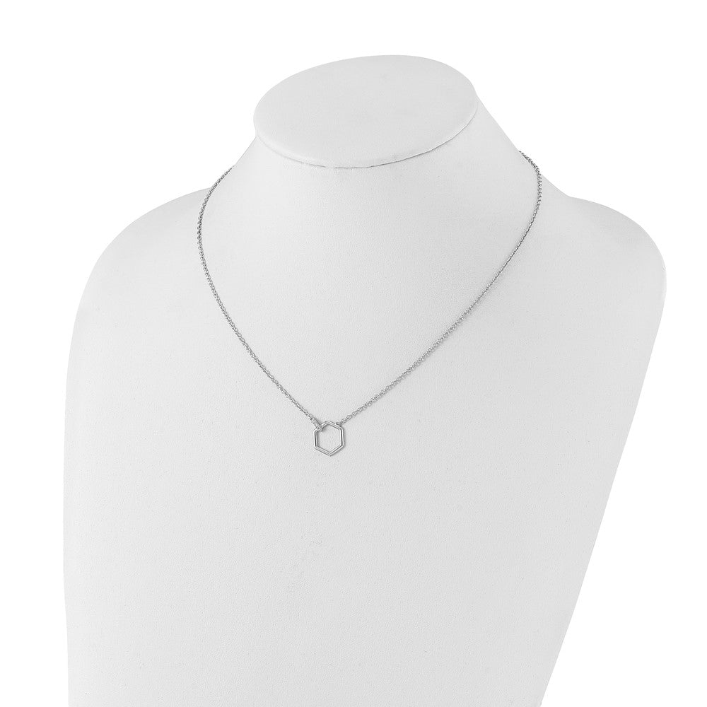 Sterlingsilber Weiß Eis Rhodiniert Diamant Hexagon Halskette