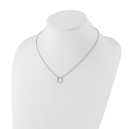 Sterlingsilber Weiß Eis Rhodiniert Diamant Hexagon Halskette