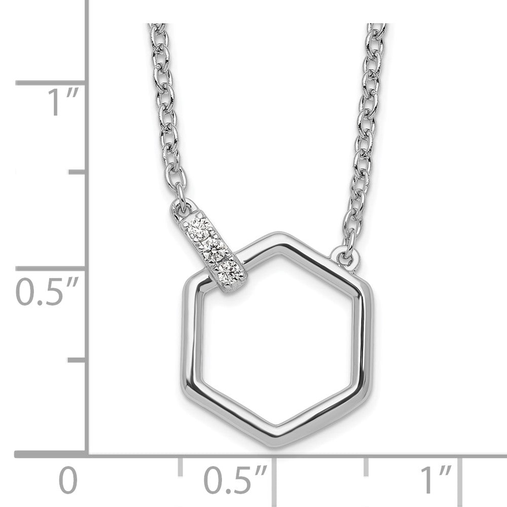 Sterlingsilber Weiß Eis Rhodiniert Diamant Hexagon Halskette