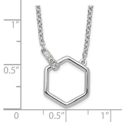 Sterlingsilber Weiß Eis Rhodiniert Diamant Hexagon Halskette
