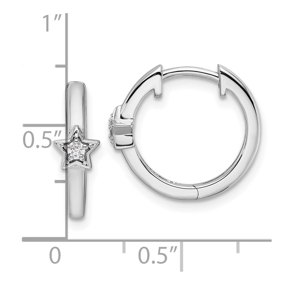 Sterlingsilber Weiß Eis Rhodiniert Diamant Stern Klappbar Creolen