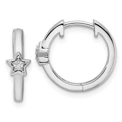 Sterlingsilber Weiß Eis Rhodiniert Diamant Stern Klappbar Creolen