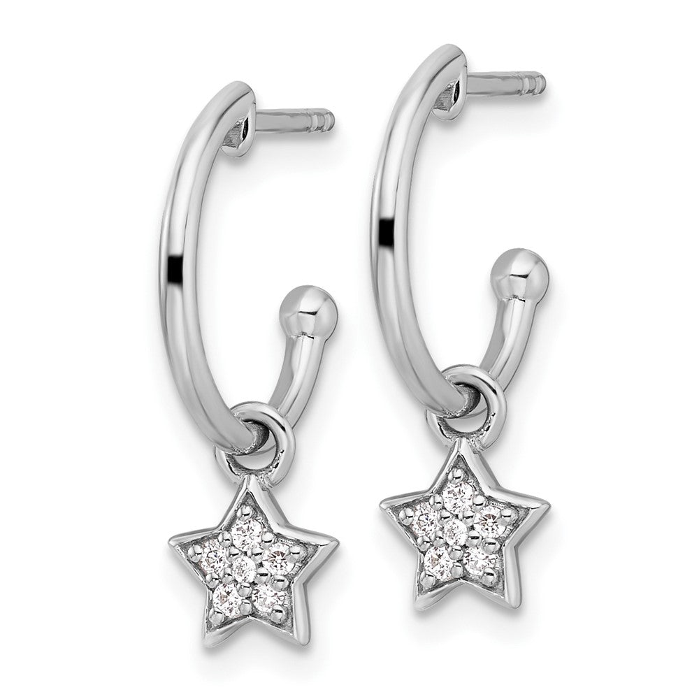 Sterlingsilber Weiß Eis Rhodiniert Diamant Stern Hängend Ohrstecker