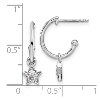 Sterlingsilber Weiß Eis Rhodiniert Diamant Stern Hängend Ohrstecker