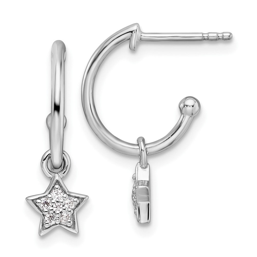 Sterlingsilber Weiß Eis Rhodiniert Diamant Stern Hängend Ohrstecker