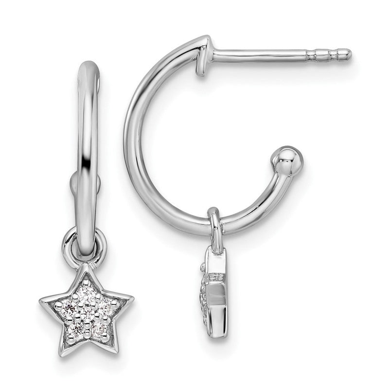 Sterlingsilber Weiß Eis Rhodiniert Diamant Stern Hängend Ohrstecker