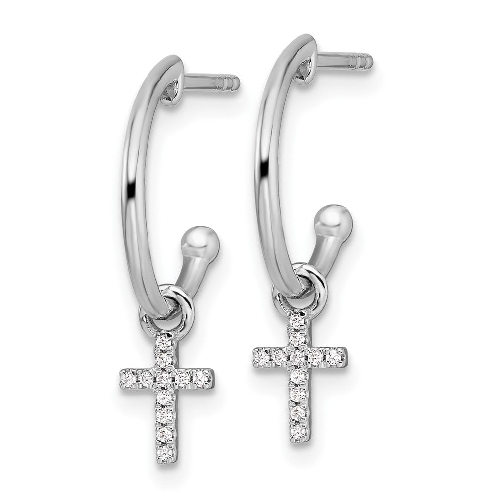 Sterlingsilber Weiß Eis Rhodiniert Diamant Kreuz Hängend Ohrstecker