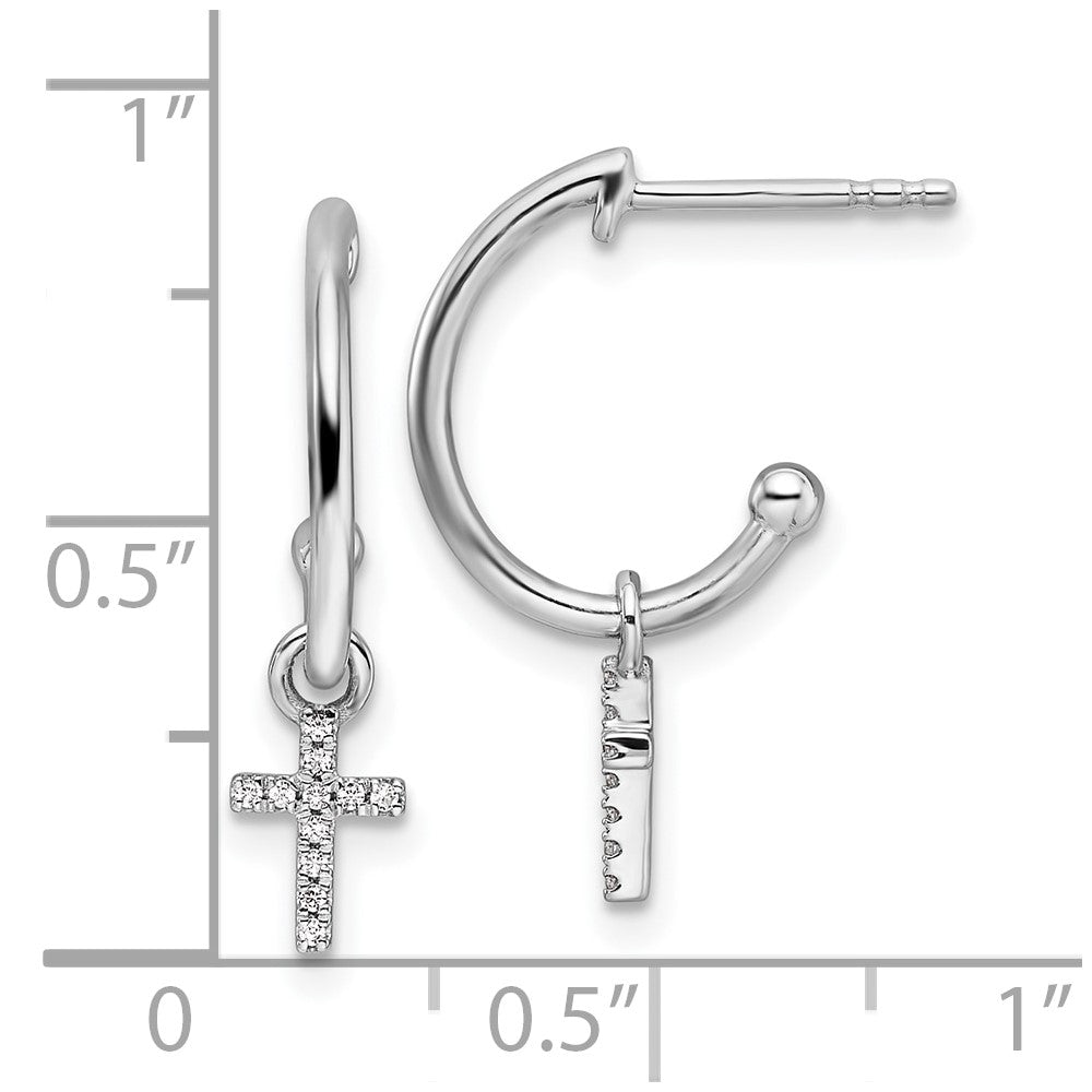 Sterlingsilber Weiß Eis Rhodiniert Diamant Kreuz Hängend Ohrstecker
