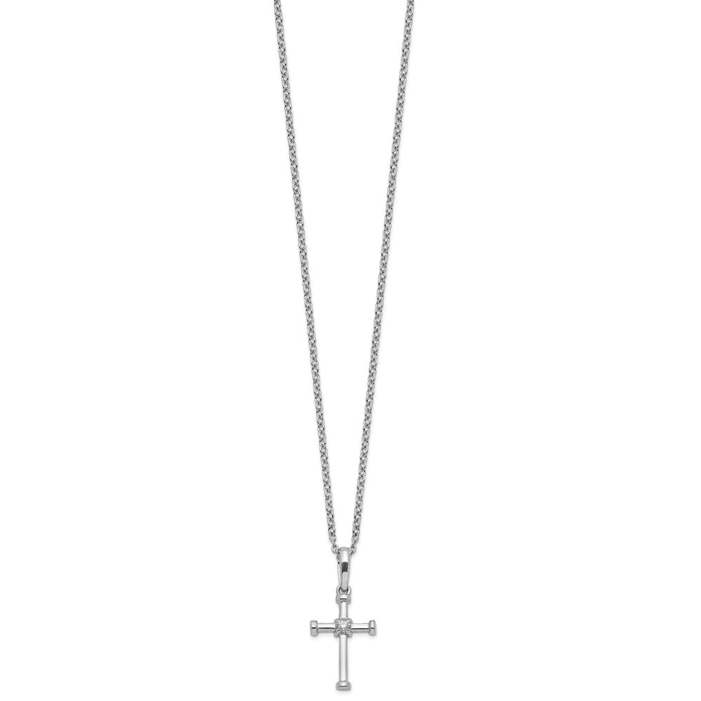 Sterlingsilber Weiß Eis Rhodiniert Diamant Kreuz Halskette