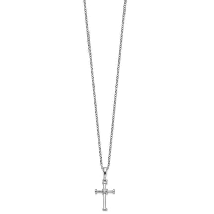 Sterlingsilber Weiß Eis Rhodiniert Diamant Kreuz Halskette