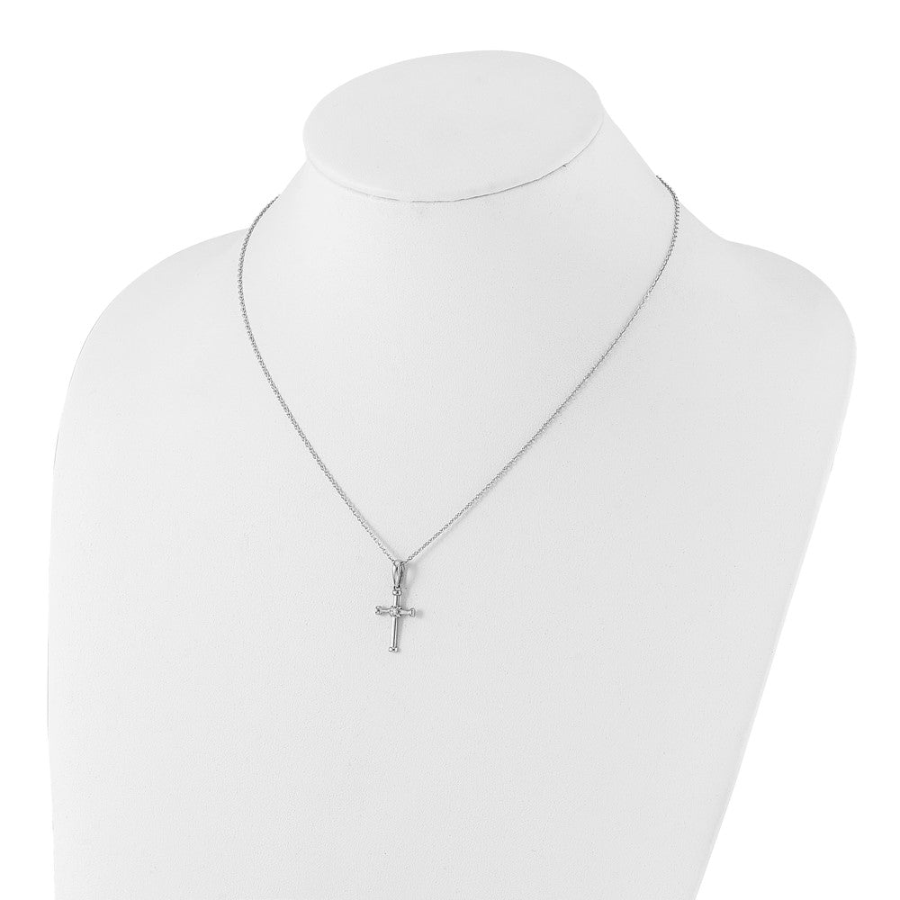 Sterlingsilber Weiß Eis Rhodiniert Diamant Kreuz Halskette