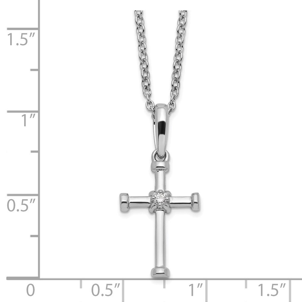 Sterlingsilber Weiß Eis Rhodiniert Diamant Kreuz Halskette