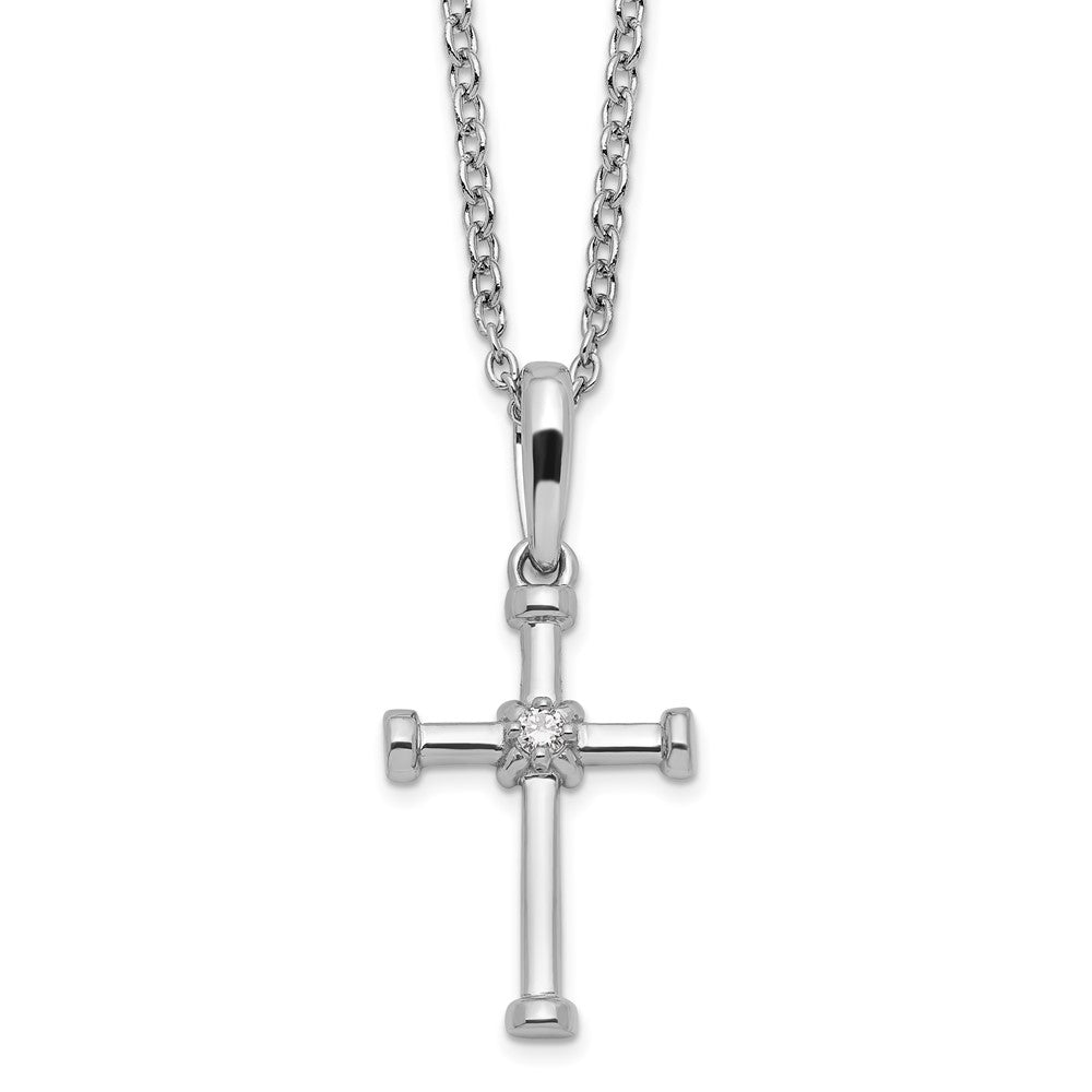 Sterlingsilber Weiß Eis Rhodiniert Diamant Kreuz Halskette