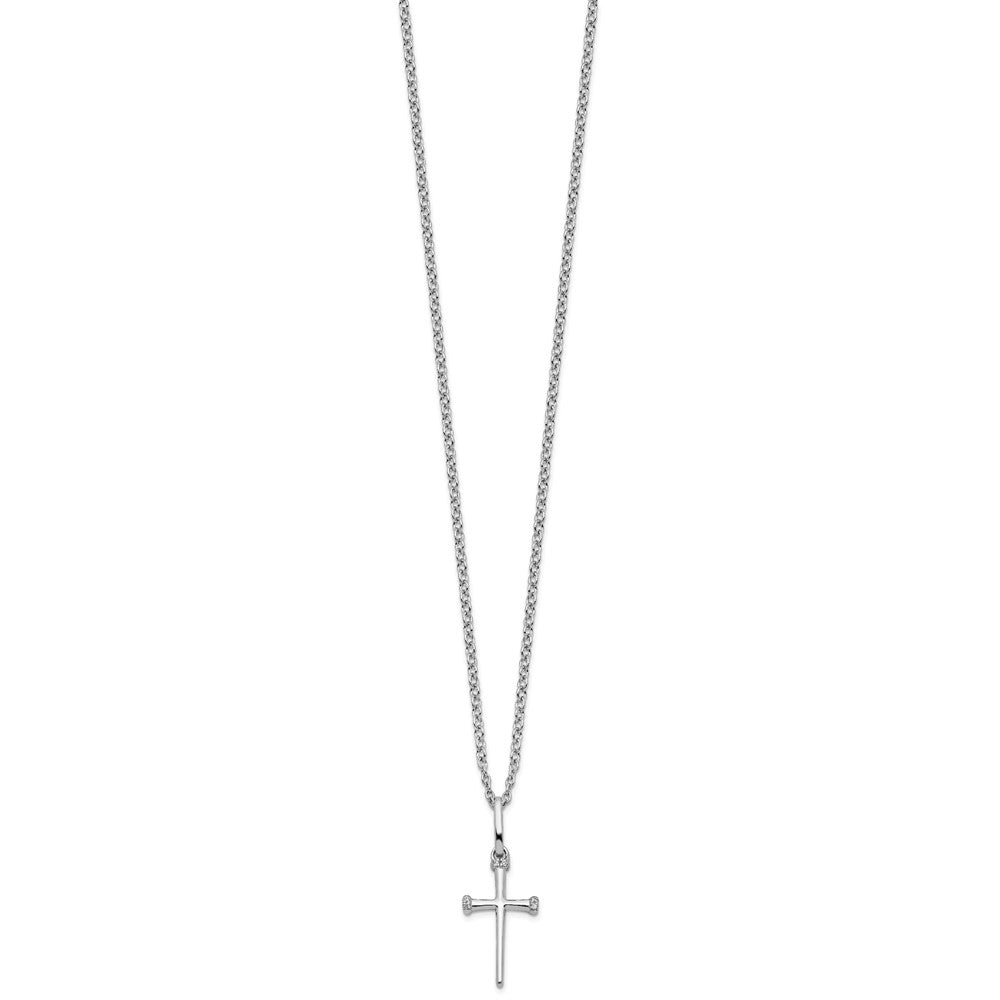 Sterlingsilber Weiß Eis Rhodiniert Diamant Kreuz Halskette