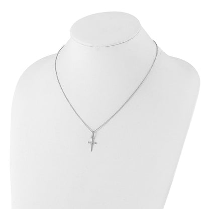 Sterlingsilber Weiß Eis Rhodiniert Diamant Kreuz Halskette