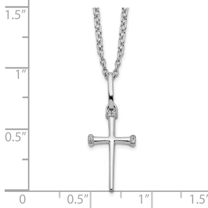 Sterlingsilber Weiß Eis Rhodiniert Diamant Kreuz Halskette