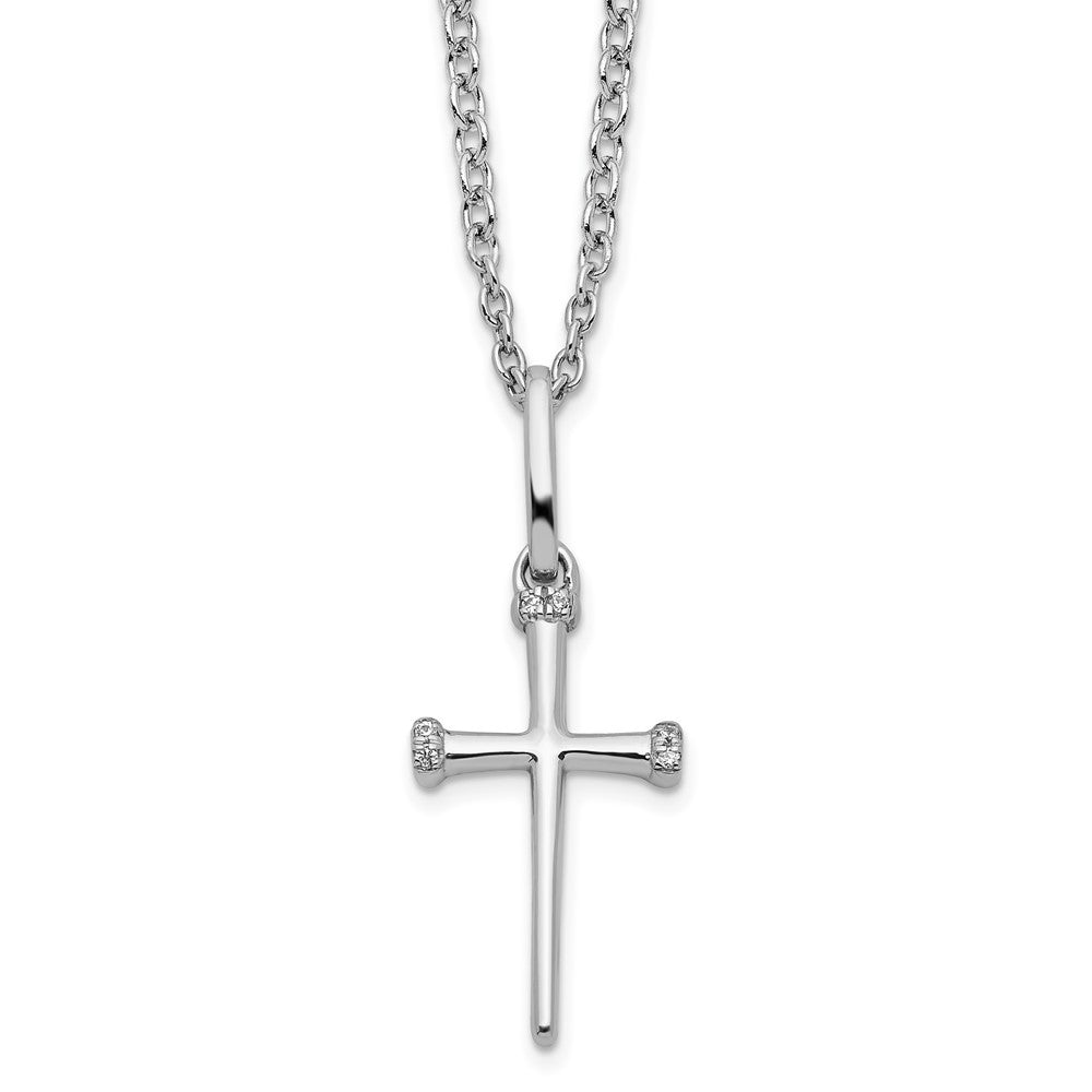 Sterlingsilber Weiß Eis Rhodiniert Diamant Kreuz Halskette