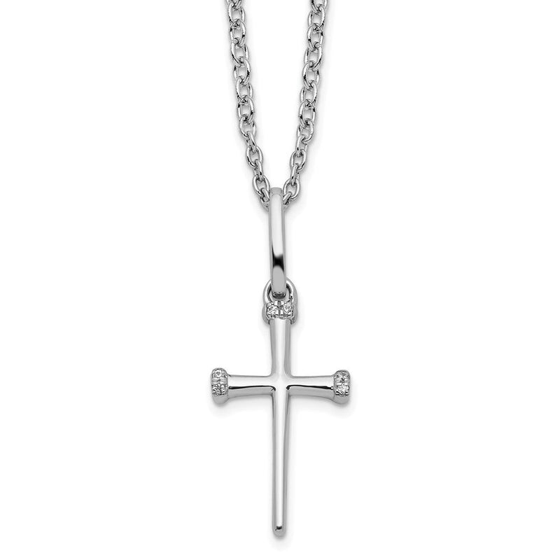 Sterlingsilber Weiß Eis Rhodiniert Diamant Kreuz Halskette