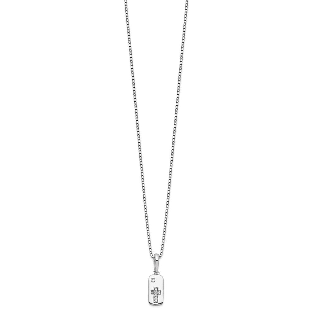 Sterlingsilber Weiß Eis Rhodiniert Diamant Kreuz Marke Halskette