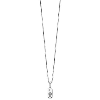 Sterlingsilber Weiß Eis Rhodiniert Diamant Kreuz Marke Halskette