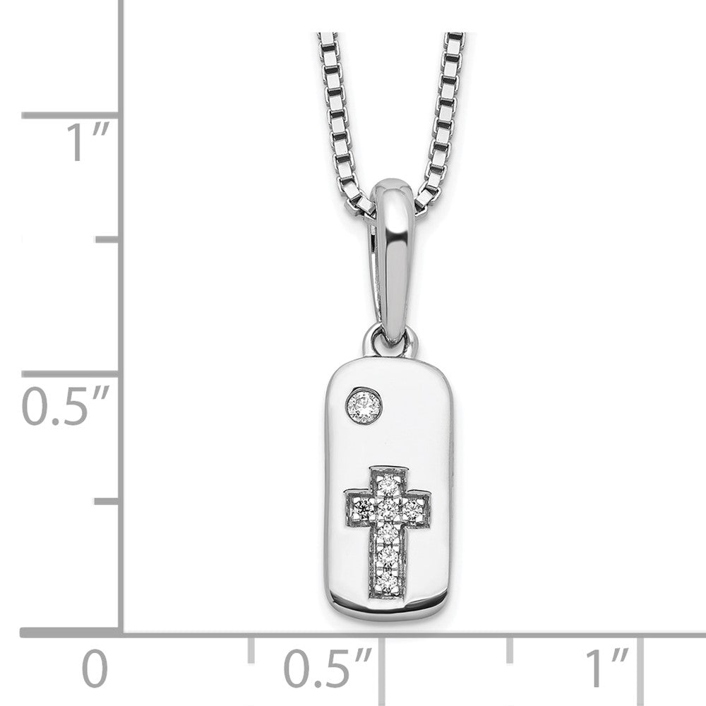Sterlingsilber Weiß Eis Rhodiniert Diamant Kreuz Marke Halskette