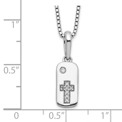 Sterlingsilber Weiß Eis Rhodiniert Diamant Kreuz Marke Halskette