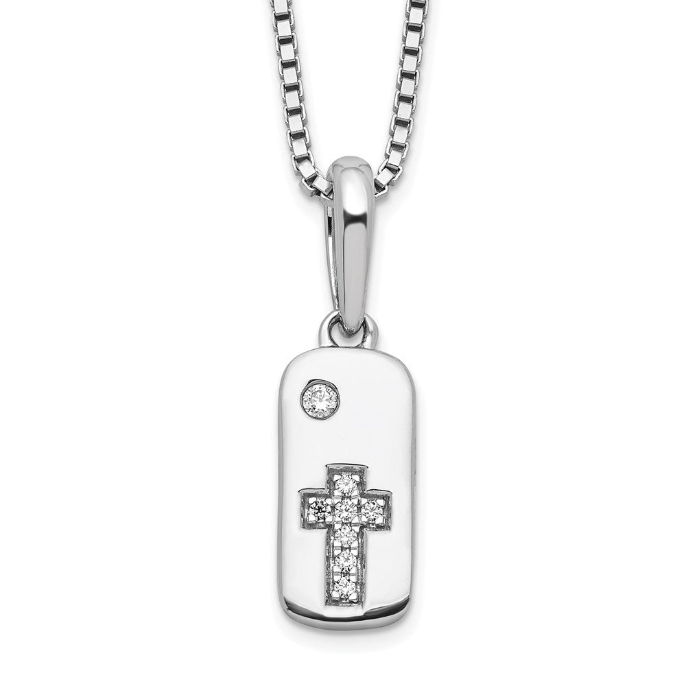 Sterlingsilber Weiß Eis Rhodiniert Diamant Kreuz Marke Halskette