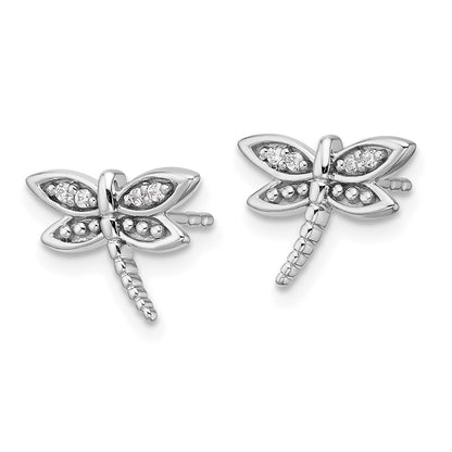Sterlingsilber Weiß Eis Rhodiniert Diamant Libelle Ohrstecker