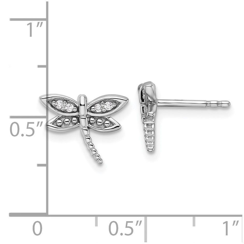 Sterlingsilber Weiß Eis Rhodiniert Diamant Libelle Ohrstecker