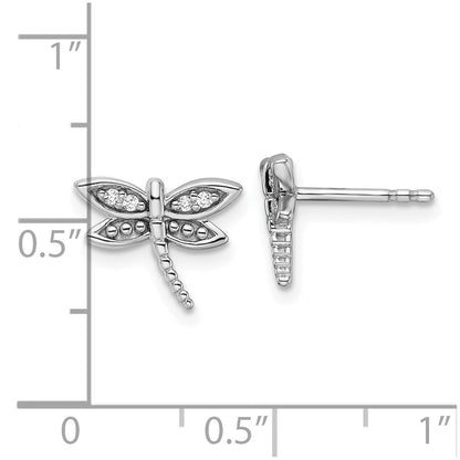 Sterlingsilber Weiß Eis Rhodiniert Diamant Libelle Ohrstecker