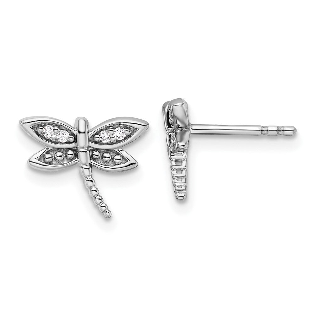 Sterlingsilber Weiß Eis Rhodiniert Diamant Libelle Ohrstecker
