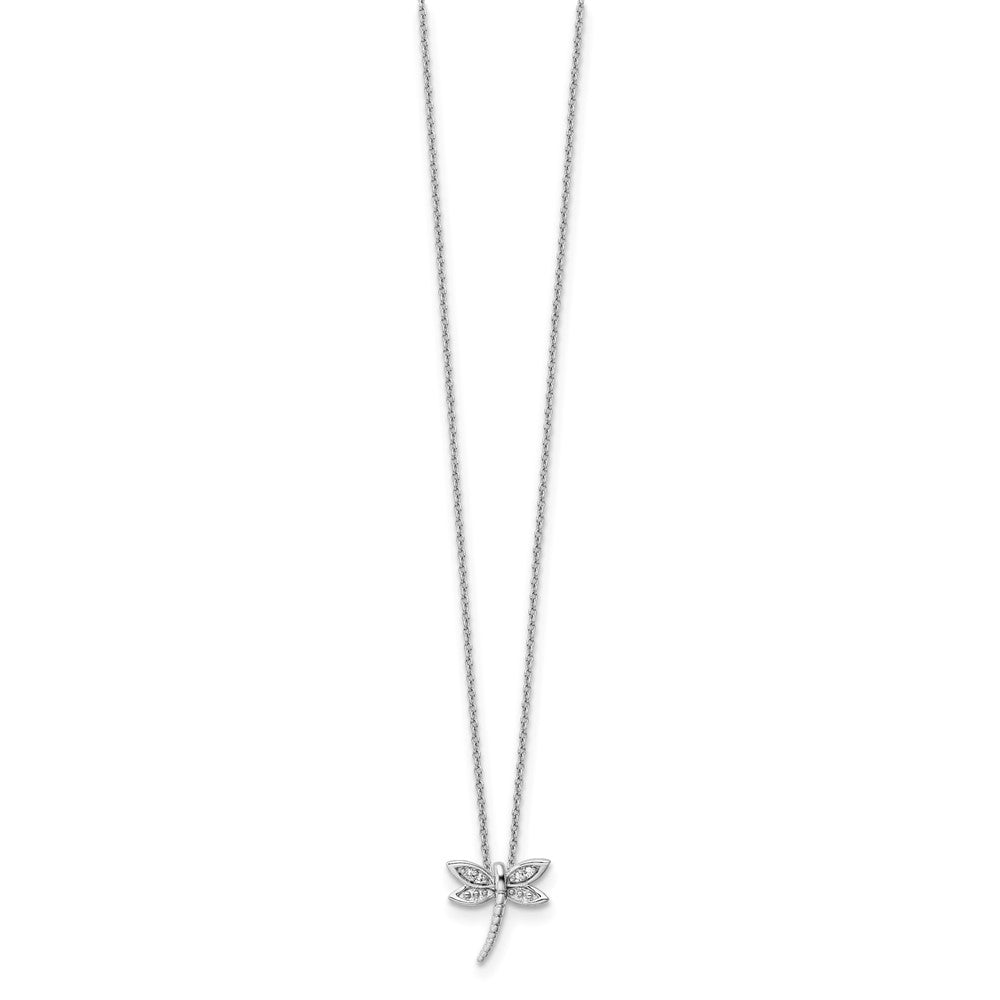 Sterlingsilber Weiß Eis Rhodiniert Diamant Libelle Halskette