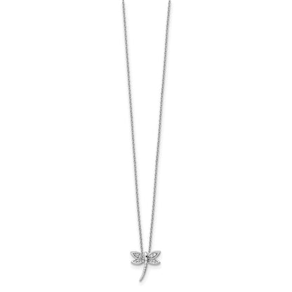 Sterlingsilber Weiß Eis Rhodiniert Diamant Libelle Halskette