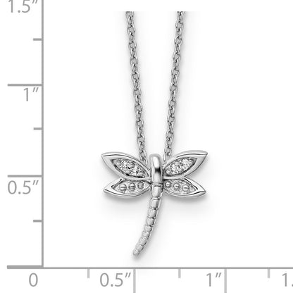 Sterlingsilber Weiß Eis Rhodiniert Diamant Libelle Halskette