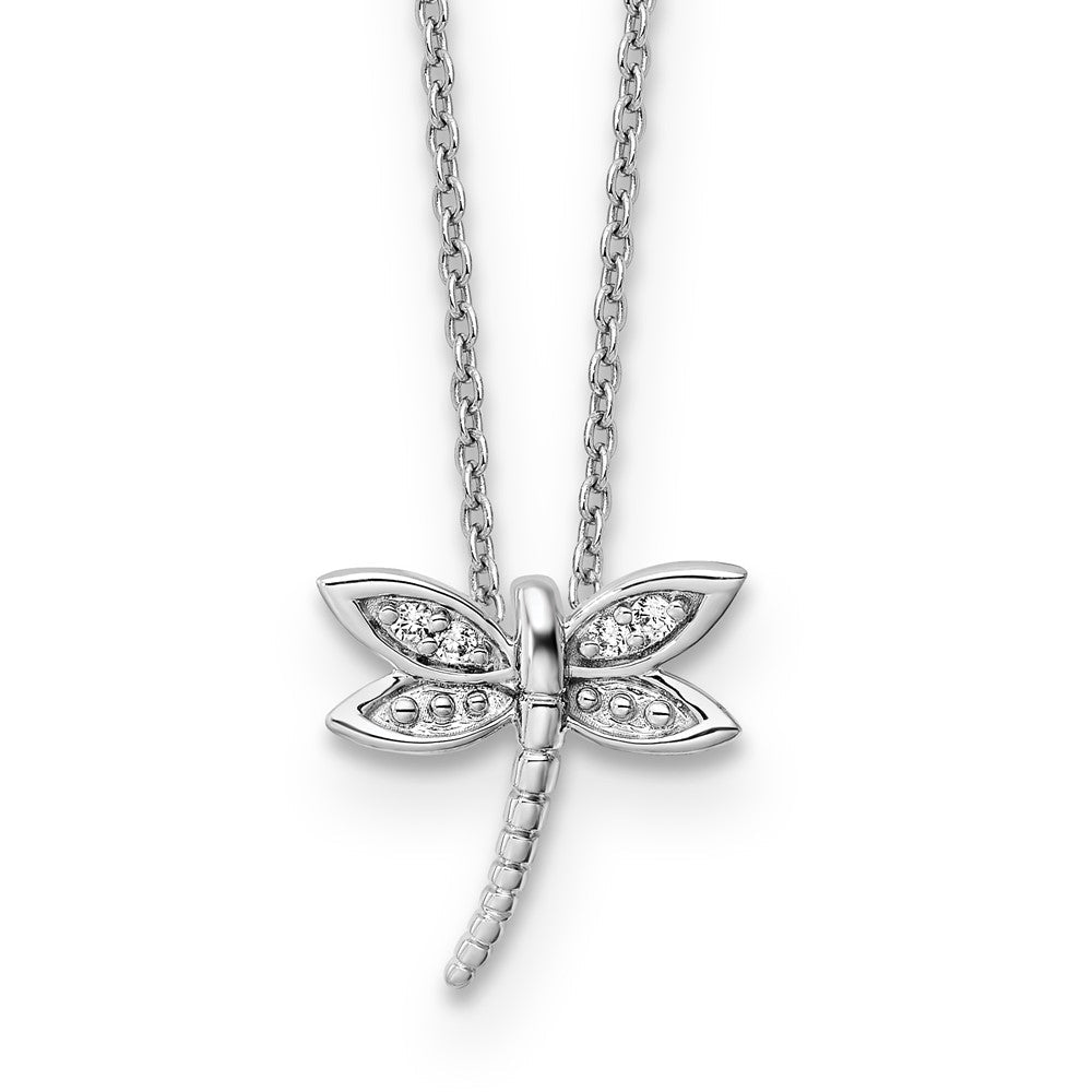 Sterlingsilber Weiß Eis Rhodiniert Diamant Libelle Halskette